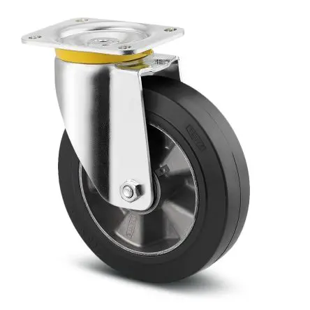 Produktfoto 1 von Tente Drehbar Rolle, Rad ø 125 mm, 300 kg, Ges H. 164 mm, Rad B. 50 mm, Aluminium