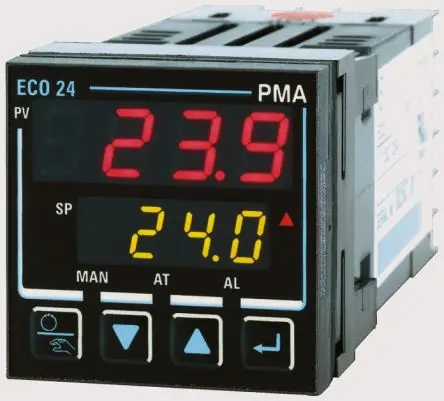 Produktfoto 1 von P.M.A ECO24 PID Temperaturregler Panel 1, 3 x/ Strom, Spannung, Widerstands-Temperaturfühler (RTD), Thermoelement