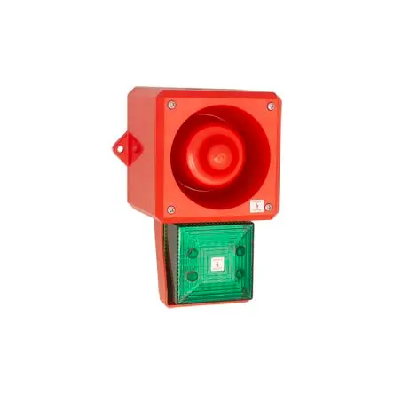 Produktfoto 1 von Clifford & Snell YL50 LED, Filament/Warnsummer-Licht Schall- und Lichtsignal-Kombination 48V dc Grün IP66 Wand,