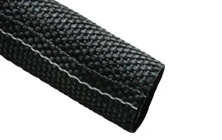 Produktfoto 1 von Tenneco 2000 FR Schutzhülse Schwarz Polyester für Kabel-Ø 1 mm, Kabel ø 5 mm, Länge 50m Umflochten Dehnbar