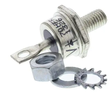 Produktfoto 1 von Vishay VS-70HF Schraubanschlussklemme Diode Wechselnd Anoden-Bolzen, 1 kV / 70 A, 2-Pin DO-203AB