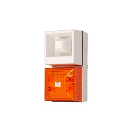 Produktfoto 1 von Clifford & Snell YL40 LED, Xenon, Filament/Warnsummer-Licht Beacon-Sounder-Kombination 24V dc Gelb IP65 Wand,