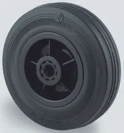 Produktfoto 1 von Guitel Hervieu Rollwagenrolle Schwarz, Mat. Gummi, 150 kg, Abriebfest Ø 160 mm, B. 41 mm
