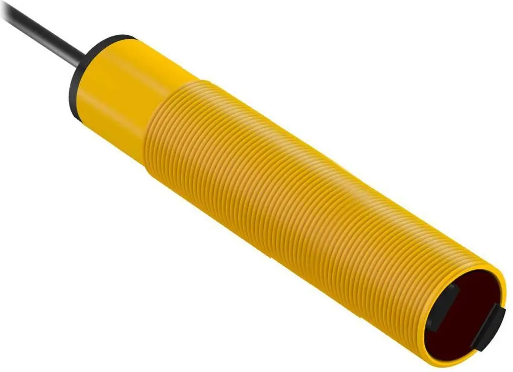 Produktfoto 1 von Banner zylindrisch Optischer Sensor, Unterdrückung, Bereich 50 mm, Festzustand Ausgang, Anschlusskabel, Dunkelschaltend