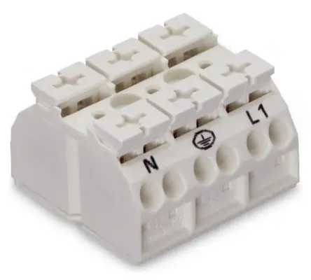 Produktfoto 1 von WAGO 862 Kupfer Nylon 6.6 Klemmenleiste 32A Weiß 3-polig Zugfederklemme 12AWG, 20 AWG