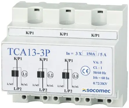 Produktfoto 1 von Socomec TCA 13 - 3P Stromwandler 50 A, DIN-Hutschiene