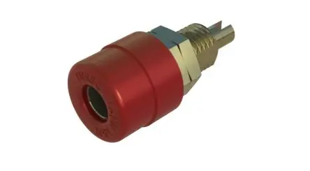 Produktfoto 1 von Hirschmann 4 mm Bananenbuchse Rot, Kontakt vergoldet, 30 V ac, 60V dc / 32A, Lötanschluss