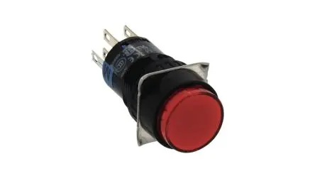 Produktfoto 1 von Idec AL6M Druckschalter Rot Beleuchtet Rastend Panel Ø 16.2 mm, 2 Wechsler / 1A 24 V dc 220 V ac, IP65