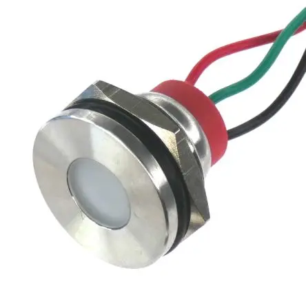 Produktfoto 1 von CML PL19SL Edelstahl-Panel-Leuchte Rot, Grün Panel-LED, Draht 24V 19 mm, IP67