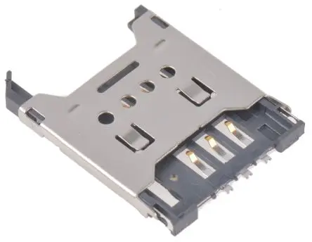 Produktfoto 1 von Wurth Elektronik 693012 Mini-SIM, gewinkelt Steckverbinder für Speicherkarten Buchse, 6-polig / 2-reihig Lot, Raster