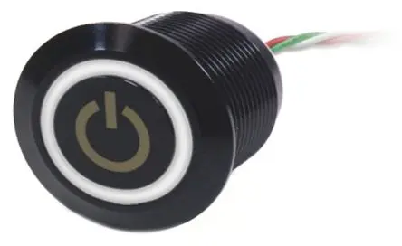 Produktfoto 1 von RS PRO Kapazitiver Schalter Kapazitiv Rastend Nein 5V dc / 30V dc Messing Beleuchtet, Blau, Weiß / 1.5A, IP68