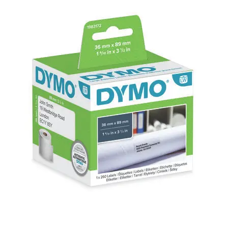 Produktfoto 1 von Dymo Etikette auf Rolle B. 89 mm für Dymo 450 DUO, Dymo 450 Turbo, Dymo 4XL, Dymo 450 Twin Turbo, Dymo Wireless, Dymo