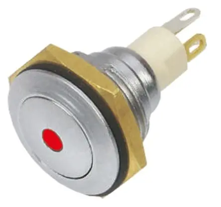Produktfoto 1 von ITW 57M Miniaturdruckschalter Rot Beleuchtet Rastend Panel Ø 16.1 mm, SPST / 250mA 48 V dc 1.5 kV ac, IP67