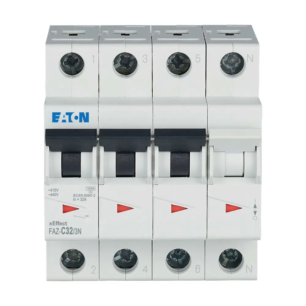 Produktfoto 1 von Eaton FAZ Miniaturüberlastschalter Typ C, Pol 3-polig 32 A 415 V ac, Abschaltvermögen 10 kA FAZ 60 V dc