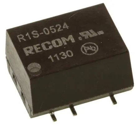 Produktfoto 1 von Recom R1S DC/DC Konverter, 24V dc OUT 42 mA Oberfläche 5V dc 1 kV dc 1 W -40 °C 100 °C