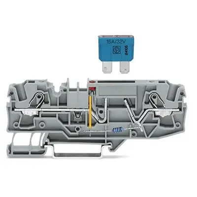 Produktfoto 1 von WAGO TOPJOB S Abgesicherter Anschlussklemmenblock 1 Grau, 6mm², 1000V Einsteck-Anschluss Abgesichert CSA