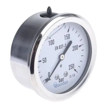 Produktfoto 1 von Bourdon MIT3 Manometer 63 mm 0 bar → 250 bar ±2.5 % Edelstahl Gehäuse G 1/4, ISO-kalibriert