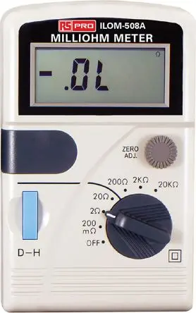 Produktfoto 1 von RS PRO Tragbares Gerät, 4-Draht Ohmmeter 100 μΩ