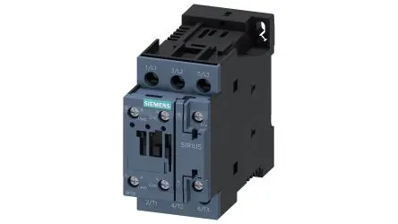 Produktfoto 1 von Siemens 3RT2 Schütz 24V dc-Spule, 3-polig, 400V ac / 25 A 24V dc 11 kW 1 Schließer/1 Öffner Motorsteuerung, Umkehrend