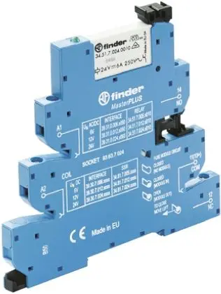 Produktfoto 1 von Finder 39 Interface Relais 12V ac/dc, 1-poliger Umschalter DIN-Hutschiene 15mA