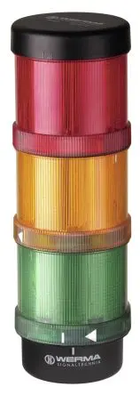 Produktfoto 1 von Werma KombiSIGN 72 LED Signalturm Keine Summer-Komponente 3-stufig Linse Gelb, Rot, Grün 24V Dauer Wand, Basis 212 mm