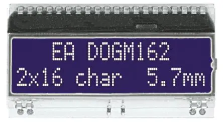 Produktfoto 1 von Display Visions EA DOG Monochrom LCD, Alphanumerisch LED Gelb, Grün, Weiß 2 x 16, Hintergrund Blau, SPI, 8-Bit, 4 Bit