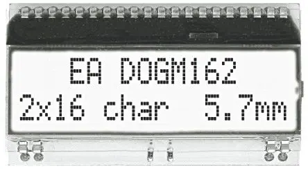 Produktfoto 1 von Display Visions EA DOG Monochrom LCD, Alphanumerisch LED Weiß 2 x 16, Hintergrund Schwarz, 8-Bit, SPI, 4 Bit Interface