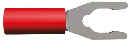 Produktfoto 1 von TE Connectivity PLASTI-GRIP Rot Isoliert Gabelkabelschuh B. 7.14mm, M4 Polyvinylchlorid 22 AWG 16 AWG