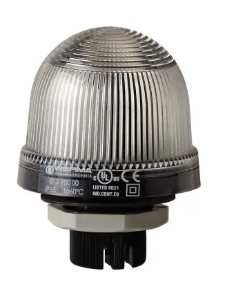 Produktfoto 1 von Werma 816 LED Dauerbetrieb Signalleuchte 24V Klar Eingebaut, Ø 75 mm x 97 mm IP65