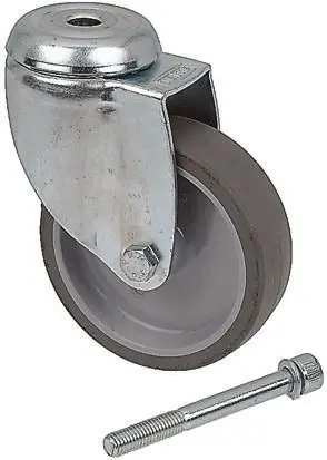 Produktfoto 1 von Tente Drehbar Rolle, Rad ø 100 mm, 80 kg, Ges H. 135 mm, Rad B. 32 mm, Gummi