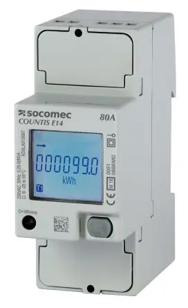Produktfoto 1 von Socomec COUNTIS Energiemessgerät LCD 90 mm x 36 mm Elektrisch / 1-phasig 5 Ausg. Impulsausgang
