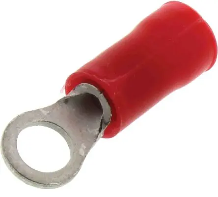 Produktfoto 1 von TE Connectivity PLASTI-GRIP Ringkabelschuh, Isoliert 22 AWG, Vinyl, Rot, 16 AWG max.AWG, aussen ø 5.6 mm, innen ø 2.5