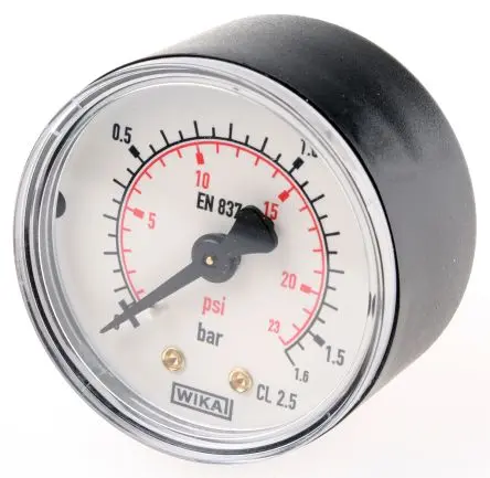 Produktfoto 1 von WIKA BSPT 111.12 Manometer 50 mm 0 bar → 1.6 bar ±1.6 % Kunststoff Gehäuse 1/4 in, DKD/DAkkS-kalibriert