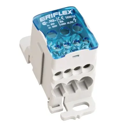 Produktfoto 1 von nVent ERICO Verteilerblock 2-polig / 1kV 400A, Thermoplast Weiß