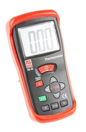 Produktfoto 1 von RS PRO Digitales Thermometer, RS42, Tragbar, 2 bis 1300 °C ±0.5% + 1 °C, ±0.5% + 2 °F max, Messelement Typ K