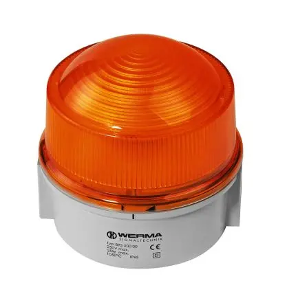Produktfoto 1 von Werma 897 Xenon Filament/Warnsummer Signalleuchte 24V Gelb Wand, Basis, Ø 149 mm x 148 mm IP65