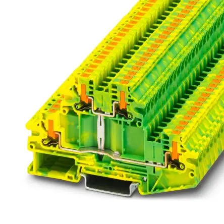 Produktfoto 1 von Phoenix Contact PTV Schutzleiterklemme 2 Grün, Gelb, 0.14mm², 4 mm², 400V Einsteck-Anschluss ATEX, IECEx