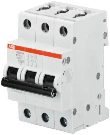 Produktfoto 1 von ABB S200M Miniaturüberlastschalter Typ D, Pol 3-polig 4A 440V ac, Abschaltvermögen 15 kA System Pro M Compact