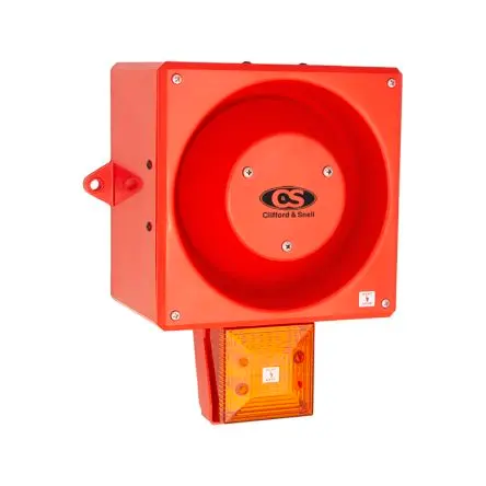 Produktfoto 1 von Clifford & Snell YL80 Hi Vis LED, Filament/Warnsummer, Dauer-Licht Beacon-Sounder-Kombination 24V dc Gelb IP66