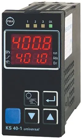 Produktfoto 1 von P.M.A KS40 PID Temperaturregler Panel, 3 x Relais Ausgang/ Strom, Thermoelement, Spannung Eingang 24V ac Ein-Aus