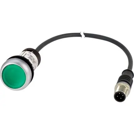 Produktfoto 1 von Eaton C22 Beleuchtete Drucktaste Grün Beleuchtet wartungsfrei Schraubanschlussklemme Ø 22.5 mm, 1 Schließer / 4A 24 V dc