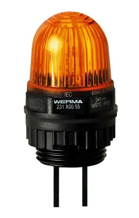 Produktfoto 1 von Werma 231 LED Dauerbetrieb Signalleuchte 230V Gelb Eingebaut, Ø 29 mm x 152 mm IP65