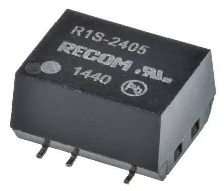 Produktfoto 1 von Recom R1S DC/DC Konverter, 5V dc OUT 200 mA Oberfläche 24V dc 1 kV dc 1 W -40 °C 100 °C
