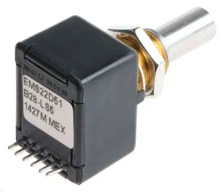 Produktfoto 1 von Bourns Drehgeber 512 Impulse/Umdrehung Impulse/U Inkrementalgeber, mit 6.34 mm, glattschaft, Digital Rechteck-Signal,