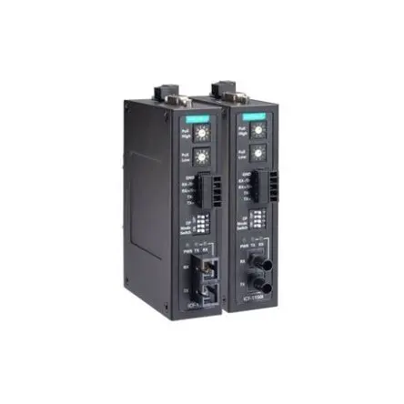 Produktfoto 1 von MOXA Ethernet-Medienkonverter 50Mbit/s, Voll-Duplex, Multimodus 5 km 921.6 kbit/s, Anschluss: RS485, RS422, RS232
