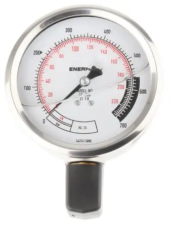 Produktfoto 1 von Enerpac NPTF GF Manometer 100 mm 0 bar → 700 bar ±1 % Edelstahl Gehäuse 1/2 in, ISO-kalibriert