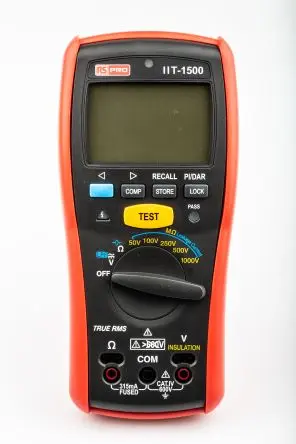 Produktfoto 1 von RS PRO IIT1500 Isolationsprüfer 50 V, 1mA, 1000 V Isolationsprüfer 200 GΩ CAT IV, ISO-kalibriert