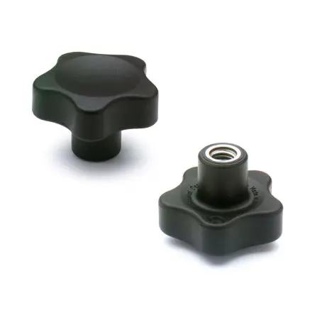 Produktfoto 1 von Elesa Knopf Schwarz M8 Glasfaserverstärktes Polyamid x 26 mm Fünf Lappen, mit Gewindebohrung Ø 40 mm
