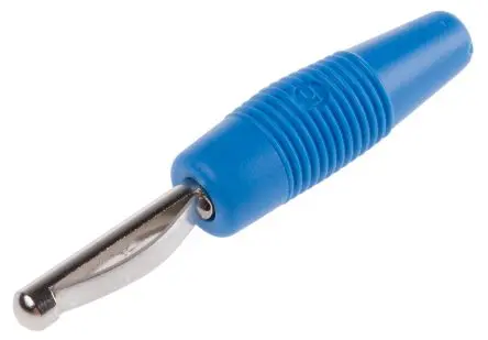 Produktfoto 1 von Hirschmann 4 mm Bananenstecker Blau, Kontakt vernickelt, 30 V ac, 60V dc / 30A, Lötanschluss