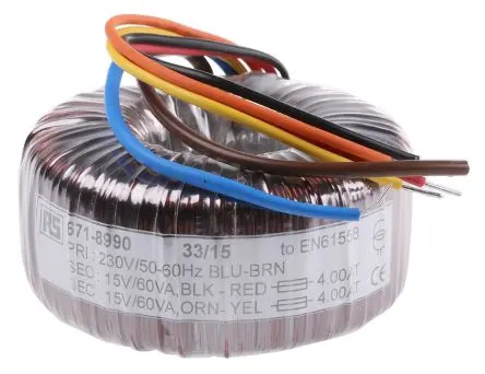 Produktfoto 1 von RS PRO Ringkerntransformator, Primär 230 V ac / Sekundär 2 x 15 V ac 2 Ausg. 120 VA, 4A 1.4 kg 60 Hz 50 Hz